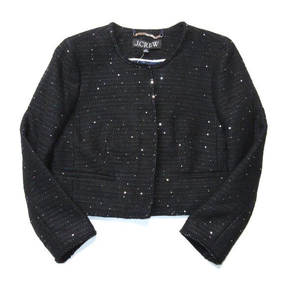 NWT J.Crew Louisa Lady Jacket in Black Sequin Tweed Cropped 6 - Picture 1 of 4